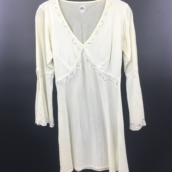 Blanc Du Nil 100% Cotton Sequined Dress Tunic - Picture 1 of 6